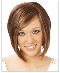 Model with medium straight hairstyle